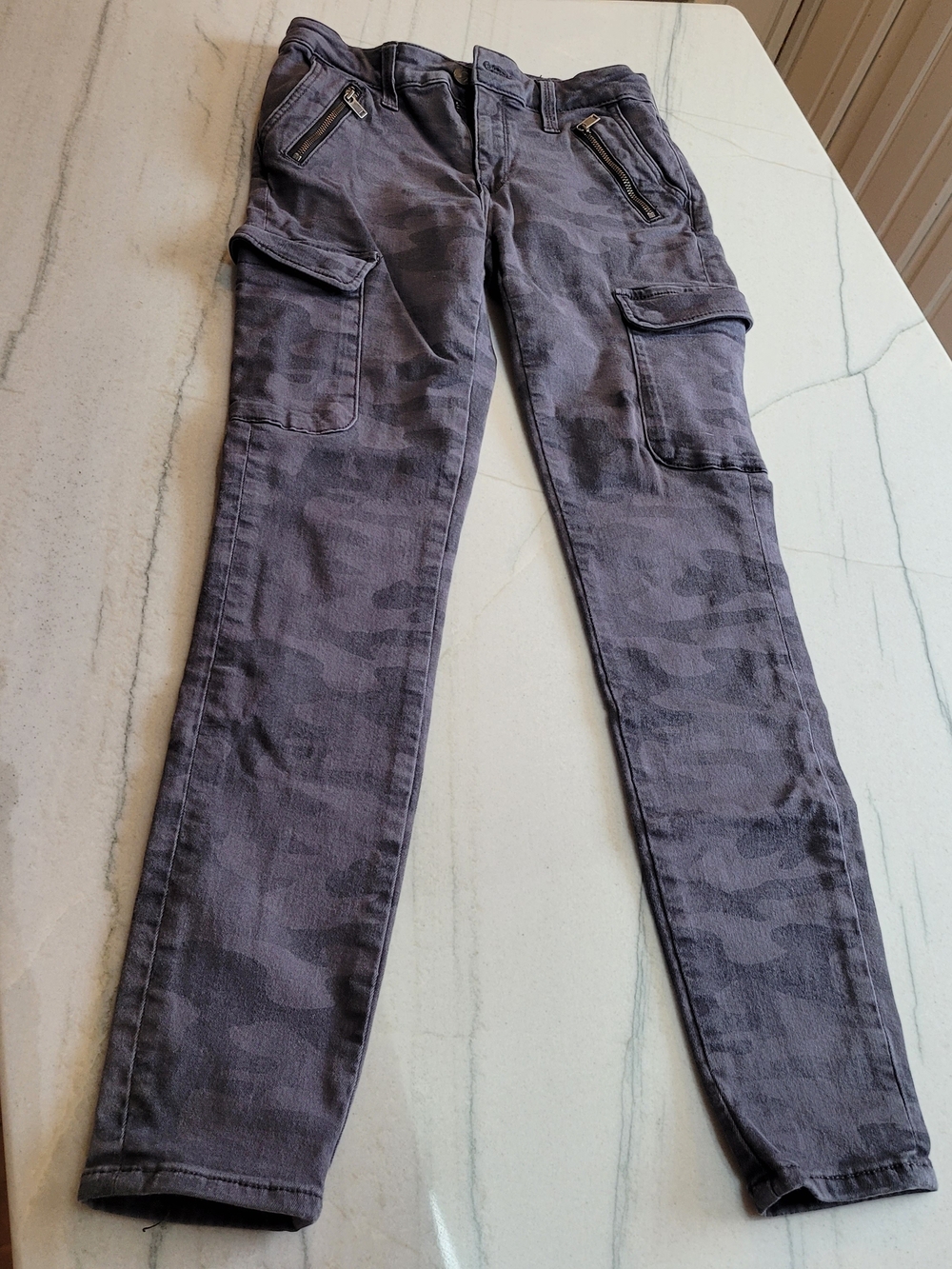 Mavi Women's Gray Camo Skinny Cargo Jeans